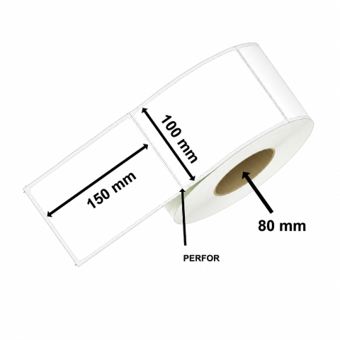 Etichete autoadezive termice albe 100 x 150 mm, 1000 etichete pe rola, manson 80 mm, imprimare directa fara ribon, pentru AWB, coduri de bare si expediere [1]