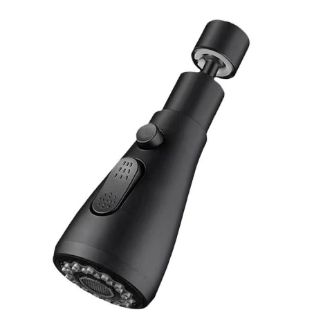 CASA & GRADINA - Extensie pentru robinet, 3 tipuri de jet, rotativ 360°, ABS/otel inoxidabil, economisire consum apa, universal, negru, 14 x 5 x 2.2 cm