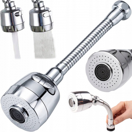 Diverse bucatarie - Extensie robinet flexibila 360 grade cu 2 moduri de pulverizare 17 cm lungime