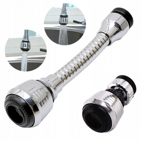 Diverse bucatarie - Extensie robinet flexibila 360 grade cu 2 moduri de pulverizare 13 cm lungime