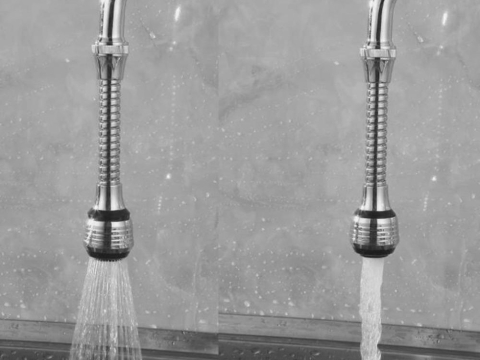 Extensie robinet flexibila cromata cu aerator, rotire 360 grade, 2 moduri jet apa, economisire apa, montaj rapid, 13 cm [4]