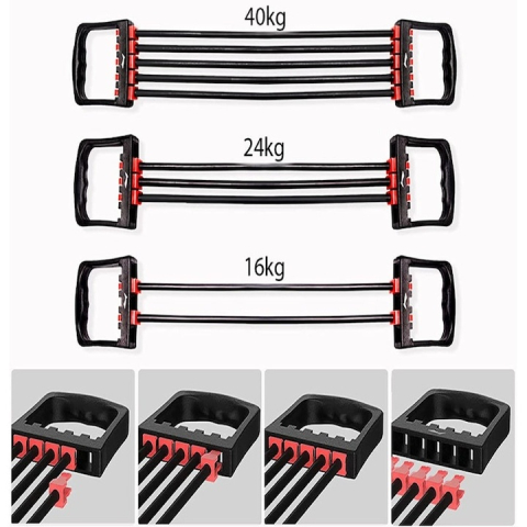 Extensor cu 5 benzi elastice de rezistenta pentru fitness – antrenament complet, portabil, reglabil, 67 cm, negru [5]