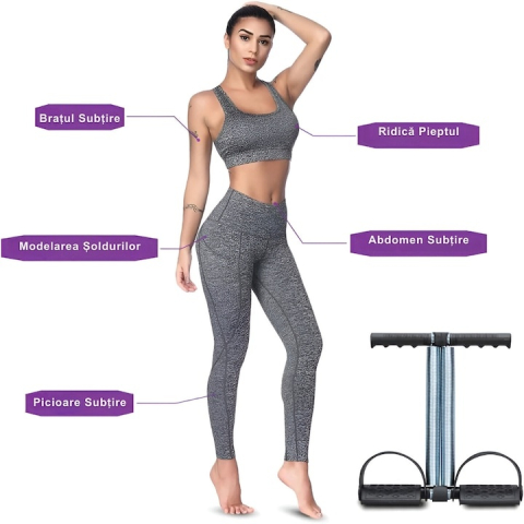 Extensor fitness multifunctional pentru picioare si abdomen, arc din otel, manere ergonomice [1]