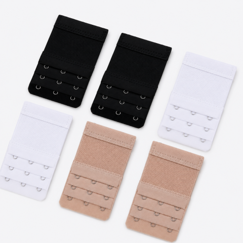 Extensori pentru sutien, set 6 bucati, 2 negre, 2 albe, 2 bej, 3 randuri de carlige, banda elastica, 5.5 x 9.7 cm, accesorii pentru ajustarea circumferintei [1]