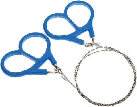 SPORT ȘI ACTIVITĂȚI - Ferastrau portabil cu lant din inox 54 cm pentru camping si survival, unealta compacta pentru taiere lemn, cu manere ergonomice rotative