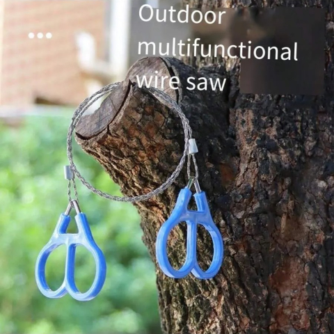 Ferastrau portabil cu lant din inox 54 cm pentru camping si survival, unealta compacta pentru taiere lemn, cu manere ergonomice rotative [9]