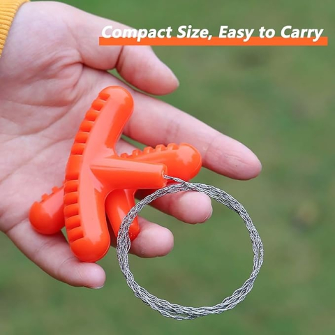 Fierastrau manual, camping, drumetii, supravietuire, lungime totala 73 cm, otel inoxidabil, portocaliu [12]