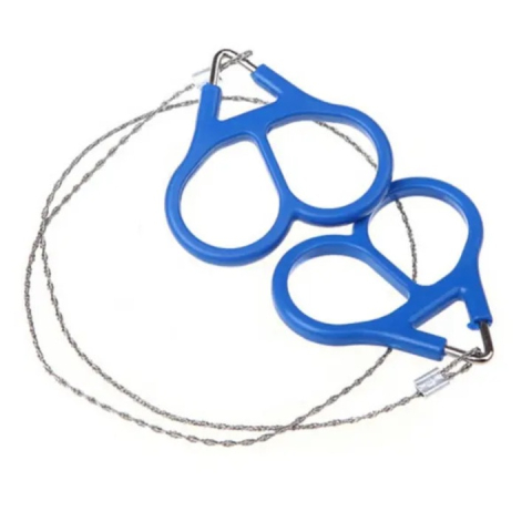 SPORT ȘI ACTIVITĂȚI - Fierastrau manual cu sarma pentru crengi si lemn, albastru, manere duble, compact si portabil pentru camping si activitati outdoor