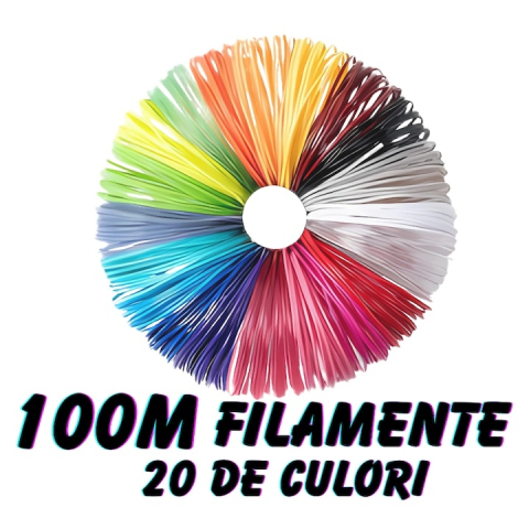 Filament 3D pentru creion 3D, multicolor maro, PLA 1.75 mm, 100 m, 20 culori, 5 m fiecare, imprimare rapida, fara miros, fara blocaj [9]