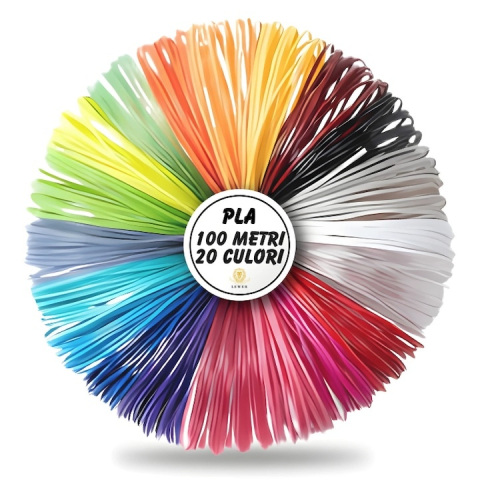 Filament 3D pentru creion 3D, multicolor maro, PLA 1.75 mm, 100 m, 20 culori, 5 m fiecare, imprimare rapida, fara miros, fara blocaj [0]