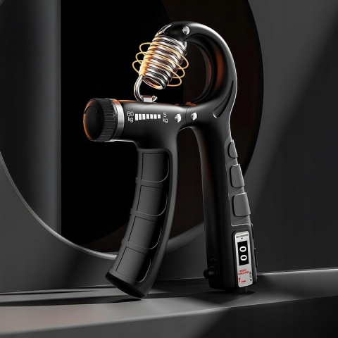 Flexor antebrat reglabil 5-60 kg, contor repetari, maner ergonomic antiderapant, otel, 16 x 9 x 2 cm, negru [6]