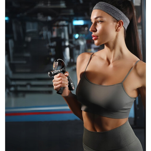 Flexor antebrat reglabil 5-60 kg, contor repetari, maner ergonomic antiderapant, otel, 16 x 9 x 2 cm, negru [10]