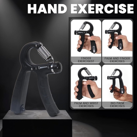 Flexor antebrat reglabil 5-60 kg, contor repetari, maner ergonomic antiderapant, otel, 16 x 9 x 2 cm, negru [2]