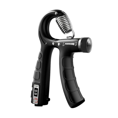 Diverse pescuit - Flexor forta maini negru 16 cm, reglabil 5-60 kg cu contor repetari, aparat pentru exercitii maini si antebrat, recuperare, prindere ergonomica