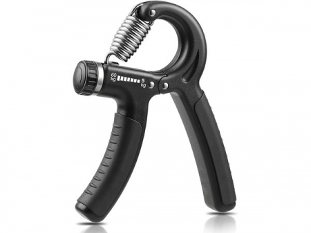 SPORT ȘI ACTIVITĂȚI - Flexor, Rezistenta reglabila 5-60kg, Manere cauciuc, Anti-alunecare, Inox/Otel, Negru