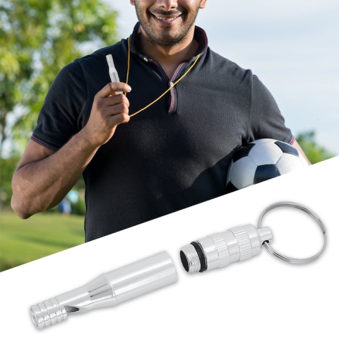 Fluier supravietuire aluminiu cu compartiment depozitare impermeabil si inel prindere, 73 mm, argintiu [1]