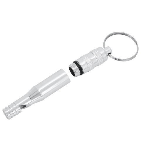 Fluier supravietuire aluminiu cu compartiment depozitare impermeabil si inel prindere, 73 mm, argintiu [5]