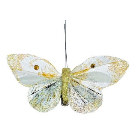 CASA & GRADINA - Fluturas roz lucios cu clema, accesoriu pentru draperii,perdele si diverse 10 cm - Alb