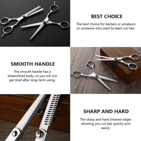 Foarfeca de filat pentru tuns parul, nivel incepator, ergonomica, din otel inoxidabil, argintie cu detalii aurii, 16x6 cm – precizie si confort pentru coafuri perfecte [4]