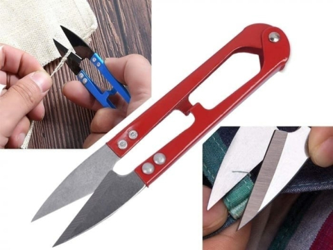 Foarfeca de finisat din otel, 12 cm, rosie – mini taietor multifunctional pentru croitorie, ata si lucrari de precizie [2]