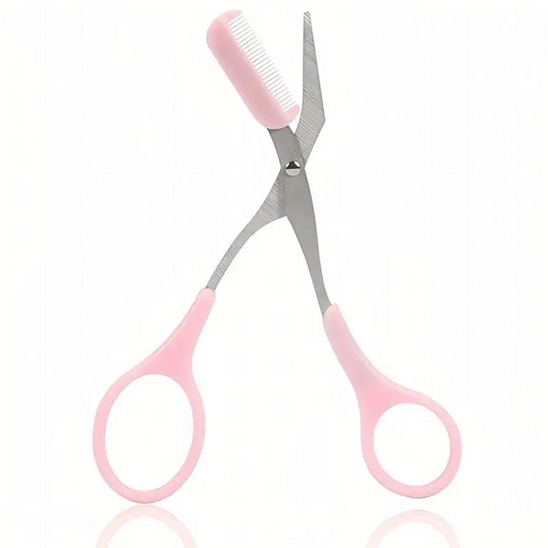 Cremă de maini - Foarfeca pentru conturarea sprancenelor, roz, 12.7 cm, cu pieptene integrat, foarfeca pentru tuns si modelare precisa a sprancenelor