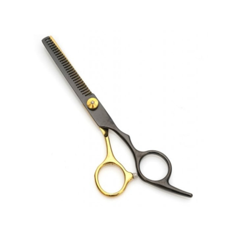 Ustensile îngrijire păr - Foarfeca pentru filat, din inox, lungime 17 cm, negru/auriu