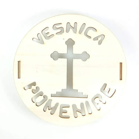 CASA & GRADINA - Forma rotunda pentru coliva, din lemn, cu cruce, diametru 18 cm