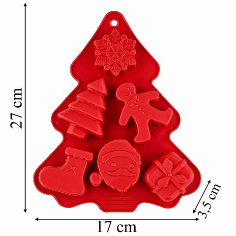 Forma Silicon Craciun Rosie, 27 x 17 x 3,5 cm, Matrita cu 6 Modele Festive [3]
