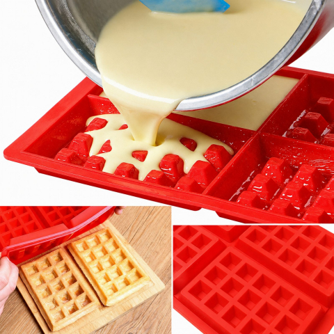 Forma Silicon Waffle Rosie, 27,7 x 18,4 cm, pentru 4 Gofre Dreptunghiulare [8]