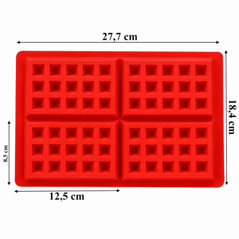 Forma Silicon Waffle Rosie, 27,7 x 18,4 cm, pentru 4 Gofre Dreptunghiulare [1]