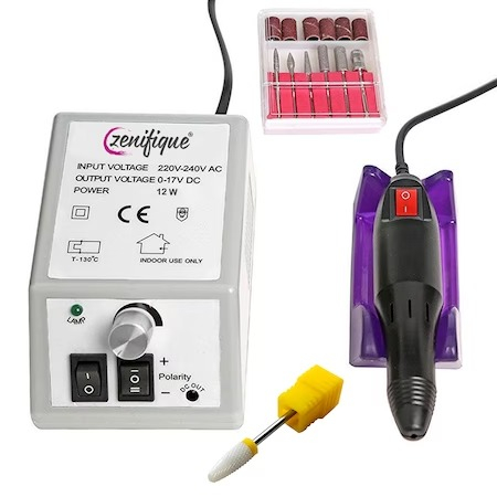 Cosmetice Unghii - Freza unghii electrica,profesionala,20.000 RPM, 7 capete de slefuire incluse