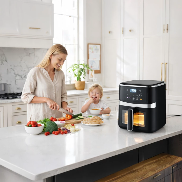 Friteuză cu aer cald 5L 1500W 8 programe puternice [1]