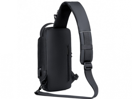 Geanta de umar pentru barbati, diverse intrebuintari, impermeabil, port incarcare usb, Negru [2]