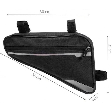Geanta de bicicleta, forma triunghiulara, 35x21x4 cm,prindere pe cadru - Negru [1]