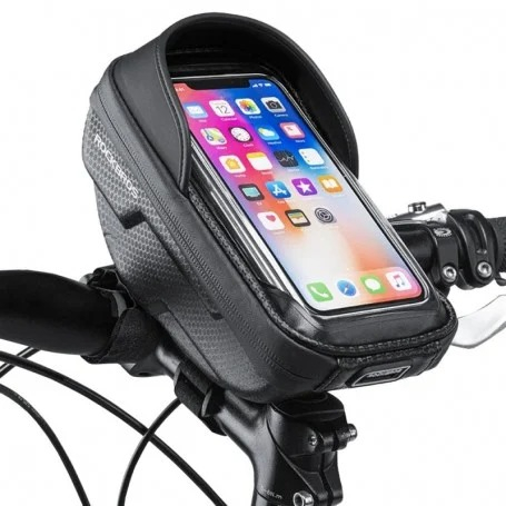 Ciclism - Geanta de bicicleta pentru telefon, 19 x 10 x 7.3 cm, montare pe ghidon, negru