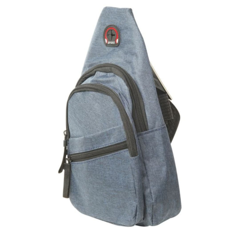 Geanta de piept, albastra 30 x 17 x 8,5 cm textila, 3 buzunare exterioare cu fermoar, curea ajustabila, compartiment interior [3]