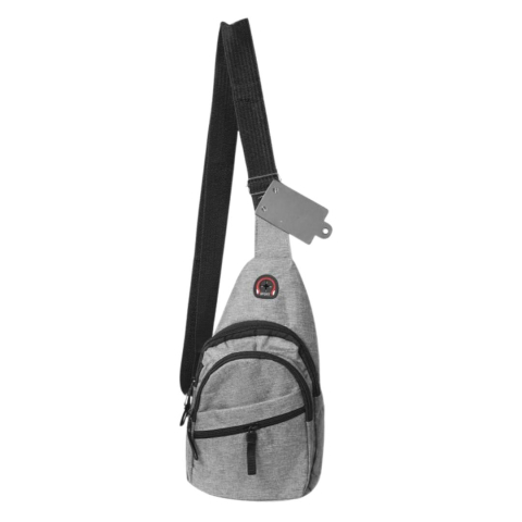 Geanta de piept, gri 30 x 17 x 8,5 cm textila, 3 buzunare cu fermoar, curea ajustabila, compartiment principal si interior [2]