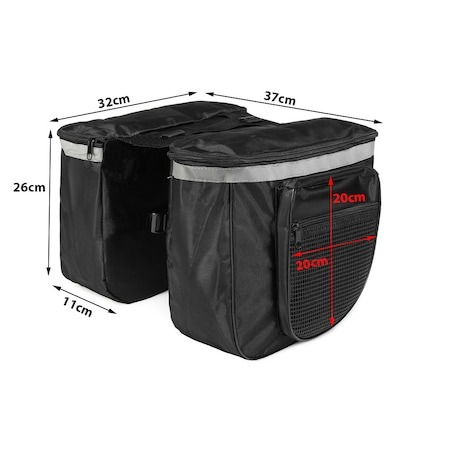Geanta dubla pentru Bicicleta, cu montare pe portbagaj, negru, 4x compartimente [8]