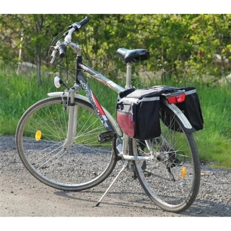 Geanta dubla pentru Bicicleta, cu montare pe portbagaj, negru, 4x compartimente [3]