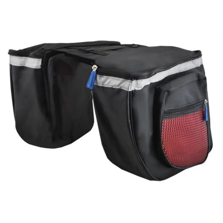Geanta dubla pentru Bicicleta, cu montare pe portbagaj, negru, 4x compartimente [2]