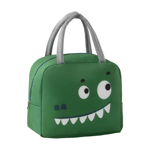 SPORT ȘI ACTIVITĂȚI - Geanta frigorifica verde, model crocodil, 22 x 14 x 19 cm, portabila pentru copii, gradinita, scoala, picnic si calatorii
