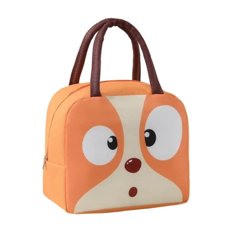 SPORT ȘI ACTIVITĂȚI - Geanta lunch bag portocalie 22 x 14 x 19 cm pentru copii, termoizolanta, model catelus, gradinita, scoala, picnic si calatorii