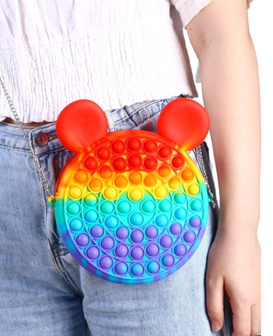 Geanta senzoriala Pop It multicolor, 16 cm, silicon flexibil, antistres, reutilizabila, accesoriu pentru copii, 3 ani+ [4]