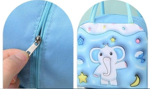 Geanta termoizolanta pentru copii, model elefant, panza Oxford, de pranz, albastru, 23 x 13 x 19 cm [2]