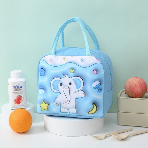 Geanta termoizolanta pentru copii, model elefant, panza Oxford, de pranz, albastru, 23 x 13 x 19 cm [3]