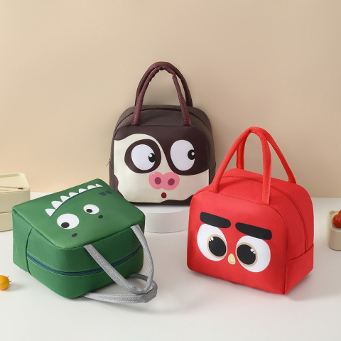 Geanta tip lunch bag, termoizolanta, pentru pranz copii, rezistenta la apa, model porc, 22 x 14 x 19 cm, maro [4]