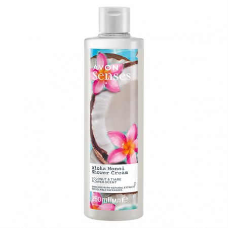 ÎNGRIJIRE PERSONALĂ - Gel de duș cremos Avon Senses Aloha Monoi - Cocos și Floare de Tahiti - 250 ml