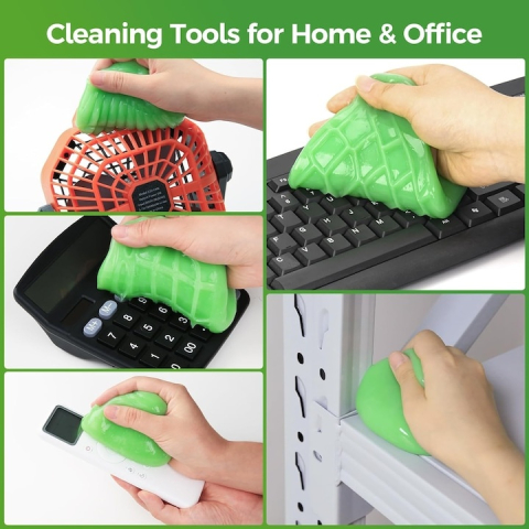 Gel slime pentru curatarea prafului si murdariei din locuri greu accesibile, material siliconic, reutilizabil, non-toxic, ideal pentru tastaturi, auto si electronice, verde [4]