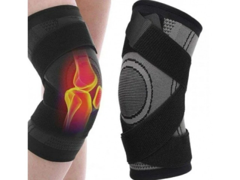 Genunchiera elastica, marime L, protectie accidentari, tip bandaj, negru/gri [10]