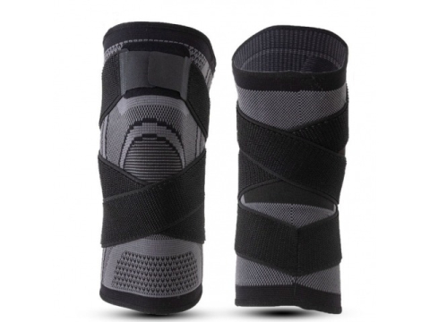 Genunchiera elastica, marime L, protectie accidentari, tip bandaj, negru/gri [12]